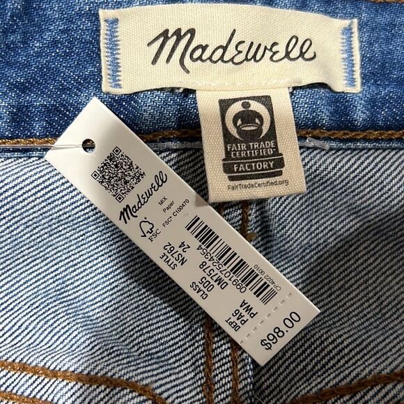 Madewell Long Denim Shorts in Pedersen Wash size 24 NWT - Picture 8 of 12